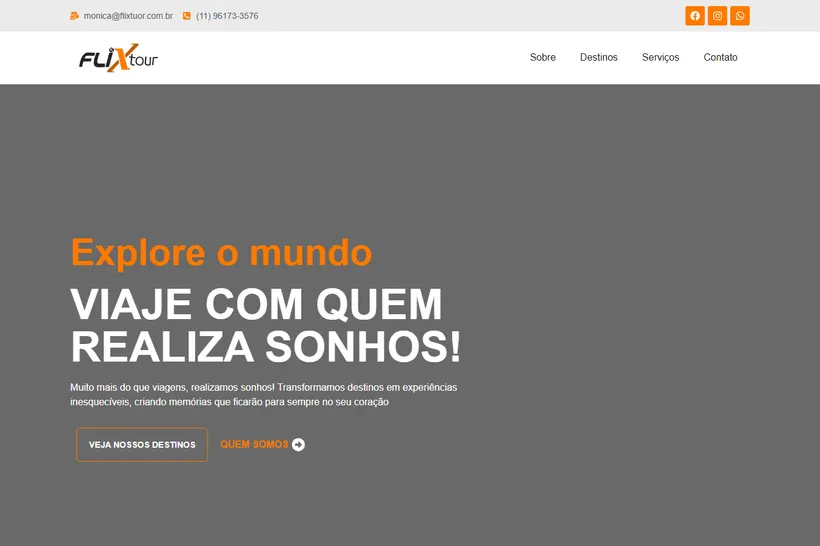 Página inicial do site da agência de turismo Flixtour