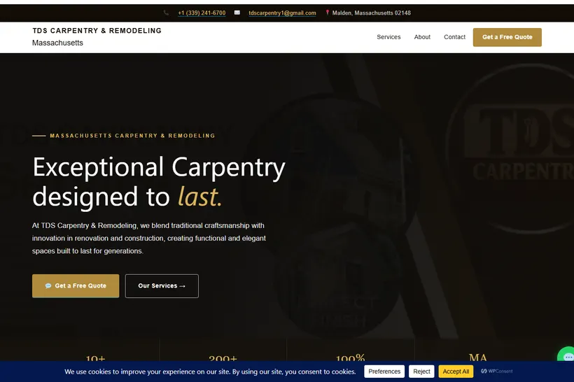 Página inicial do site TDS Carpentry & Remodeling