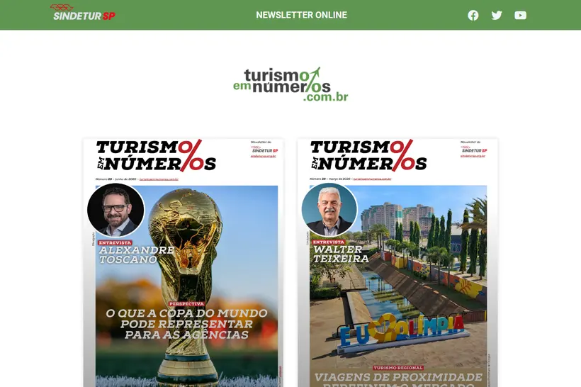 Página inicial do portal Turismo em Números
